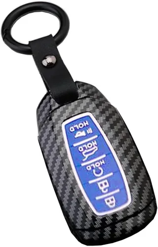 Miniatura 8 de Funda para llavero compatible con Hyundai Elantra GT I30 IG IX35 Kona Santa Fe Solaris 5 botones sin llave para control remoto con diseño de fibra