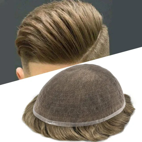 Miniatura 41 de Tupé para hombres cabello humano real sistema de cabello para hombre encaje francés completo 100% cabello humano postizos para hombres pieza de pelo