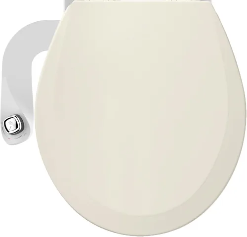 Bio Bidet by Bemis 500EC - Asiento de inodoro con ajuste perfecto, rociador de agua dulce, no eléctrico, bidé fácil de instalar, redondo, galleta