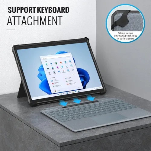 Miniatura 4 de MoKo Funda compatible con tablet Microsoft Surface Pro 8 de 13 pulgadas con pantalla táctil 2021, funda protectora resistente todo en uno con correa