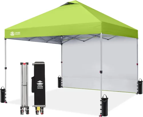 CROWN SHADES - Toldo desplegable de 10 x 10 pies con 1 pared lateral, tienda de campaña de playa que se arma con solo presionar un botón, glorieta