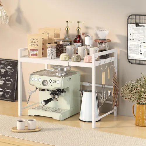 Miniatura 2 de DOLALIKE Estante para horno de microondas, soporte expandible para microondas, organizador de encimera de cocina, almacenamiento de utensilios