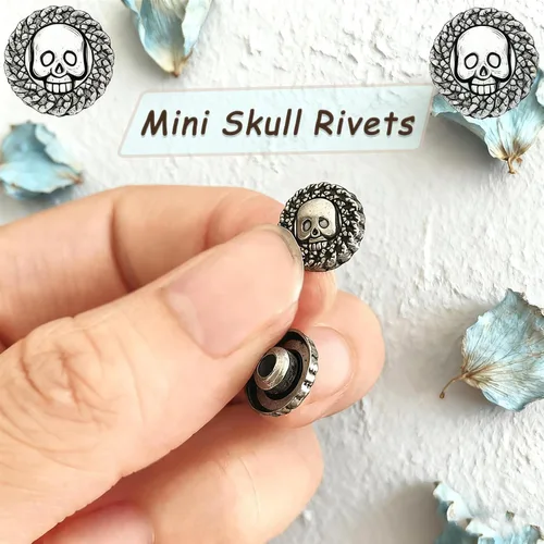 Miniatura 5 de 100 botones de calavera de metal, remaches de calavera, botones de decoración de cuero, remaches de metal para accesorios de bricolaje