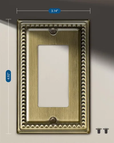 Miniatura 7 de DEWENWILS Paquete de 4 cubiertas de enchufe de metal, placas de pared de enchufe, placas de cubierta de interruptor de luz de latón antiguo, 4.92 x