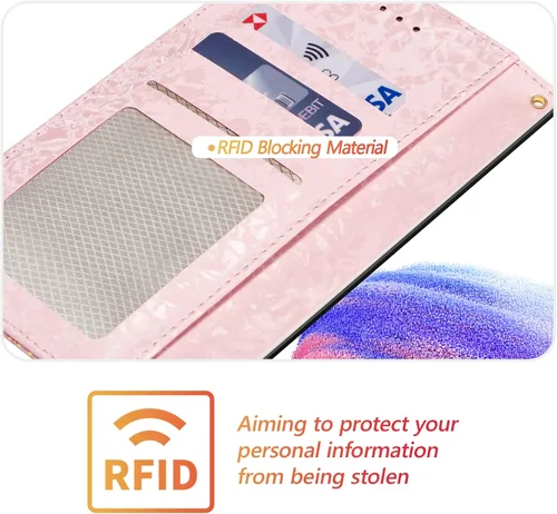 Miniatura 5 de UEEBAI Funda tipo billetera para Samsung Galaxy A16 4G/5G, cubierta de cuero PU con soporte, bloqueo RFID, funda flip con ranuras para tarjetas