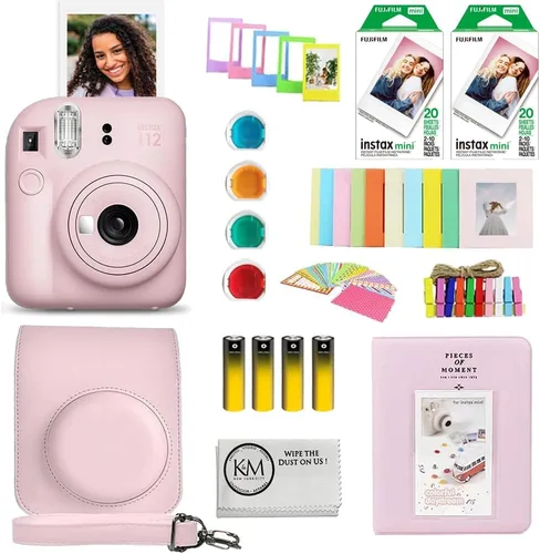 FUJIFILM Instax Mini 12 - Cámara de película instantánea | Color rosa floreciente, paquete que incluye película instantánea Instax Mini | 40
