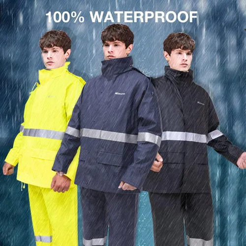 Miniatura 6 de HANMENGXUAN Trajes de lluvia para hombre, impermeable, resistente, ropa de lluvia, chaqueta con pantalones
