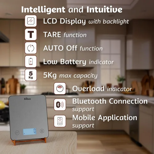 Miniatura 2 de Báscula inteligente de alimentos para preparación de comidas con calculadora nutricional, rastreador de macro de calorías, báscula digital de cocina