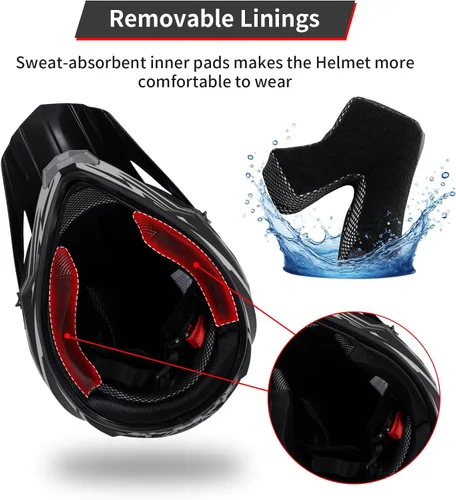 Miniatura 4 de Casco de motocross para niños y jóvenes aprobado por DOT, Casco de cara completa para ATV, moto de todoterreno y bicicleta de tierra para adultos