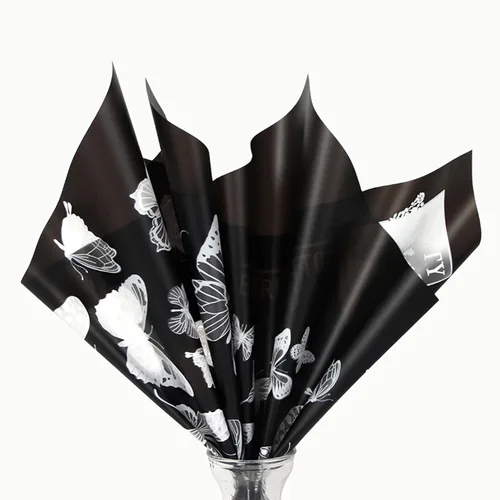 Miniatura 3 de Papel de regalo de flores de mariposa, impermeable, embalaje de regalo, ramo de floristería, 20 hojas de 22.8 x 22.8 pulgadas (marrón)