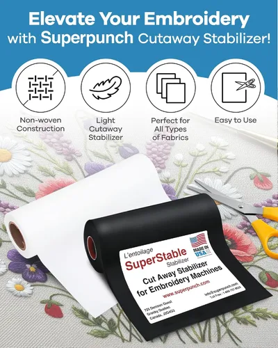 Miniatura 7 de Superpunch Cutaway - Estabilizador de 3.0 onzas para máquinas de bordar, estabilizador de corte grueso negro superestable, rollo de 12 pulgadas x 10
