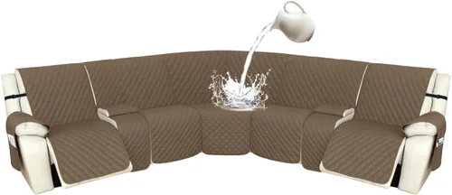 Miniatura 9 de Arfntevss Fundas de sofá modular reclinable, 100% impermeable, en forma de L, para sillón reclinable en forma de L, funda seccional lavable