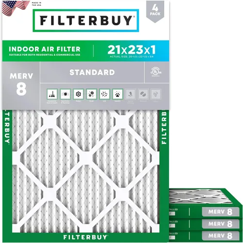 Miniatura 20 de Filterbuy - Filtro de aire de 20x20x1 MERV 8, Defensa Esencial contra el Polvo y las Alergias (paquete de 4), Filtros plisados electrostáticos