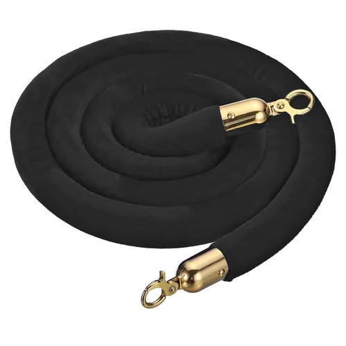Miniatura 20 de PATIKIL Cuerda de puntal de terciopelo negro de 3.9 pies, cuerda de barrera de control de multitudes con ganchos a presión para postes divisor