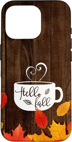 Miniatura 20 de Hello Fall - Taza de café para iPhone 16, diseño de hojas de otoño