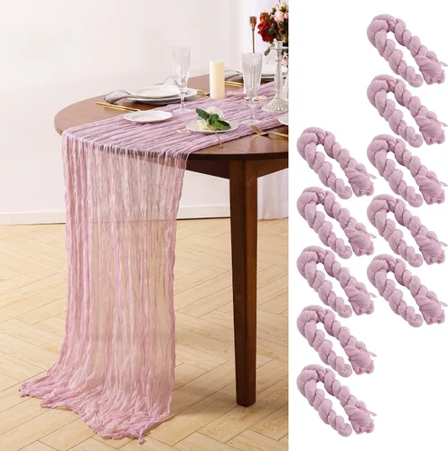 Camino de mesa de gasa de 10 pies, camino de mesa de gasa transparente a granel para fiestas de vacaciones, despedida de soltera, decoración