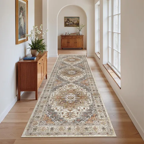 Miniatura 973 de Madane Tapete lavable de 2 x 10 pies para pasillo, cocina, recibidor, clásico, suave, antideslizante para interiores, casa de campo, baño, sala