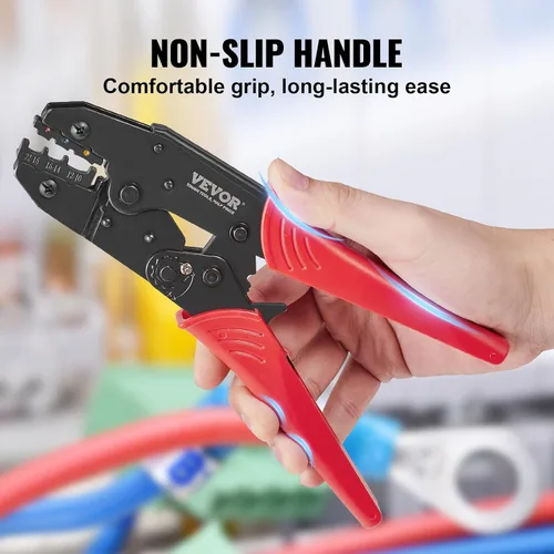 Miniatura 6 de VEVOR Herramienta de prensado para conectores eléctricos aislados AWG22-10 Engarzadora de terminales de nailon y termorretráctil, alicates