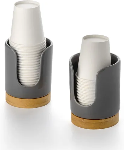 Miniatura 8 de Dispensador de Vasos de Baño de Cerámica - Soporte para Vasos Desechables de Papel y Plástico de 3 oz - Dispensador de Vasos para Enjuague Bucal
