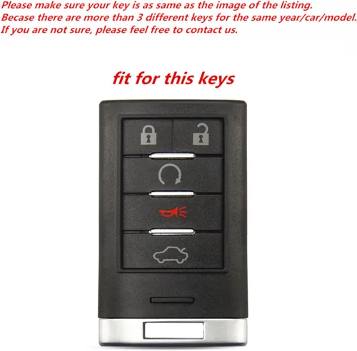 Miniatura 3 de Funda de cuero inteligente con 5 botones para Cadillac Escalade DTS STS SRX XTS ATS CTS (negro)