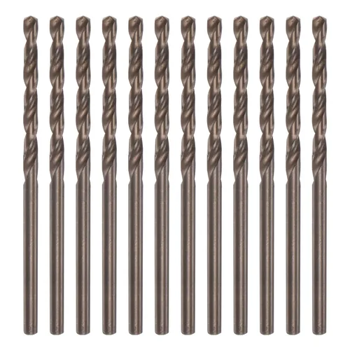 Miniatura 6 de HARFINGTON 12 brocas de cobalto, 0.094 in M35 de alta velocidad métrica de acero de alta velocidad brocas de vástago recto para metal duro, acero