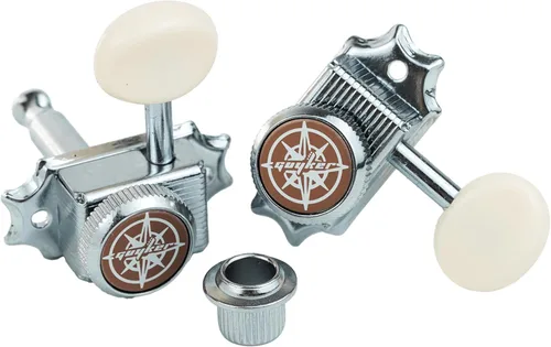 Miniatura 5 de Guyker Afinadores de bloqueo para guitarra (3L + 3R diestros) – Clavijas de afinación de repuesto con llave de cuerda estilo vintage deluxe – crema