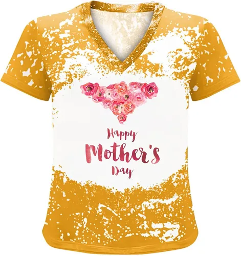 Miniatura 4 de Women's Happy Mother's Day Letter Print Shirts Flower Graphic Blouses Top Casual Tie Dye Casual Fashion Basic Tee Tops