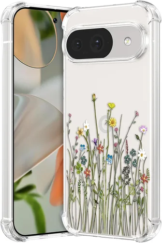 Miniatura 33 de RALEAVO - Funda floral para Google Pixel 7a, funda transparente con hojas y flores, diseño delgado y lindo para niñas y mujeres, cubierta de Verde