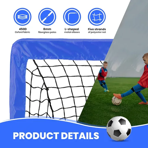 Miniatura 3 de YSSOA Juego de 2 porterías de fútbol portátiles de 4 x 3 pies para patio trasero plegable con bolsa de transporte, perfecto para jóvenes, adultos