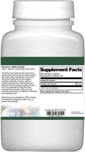 Miniatura 3 de Sangre de Dragón - 450 mg (100 Cápsulas, ZIN: 521345)