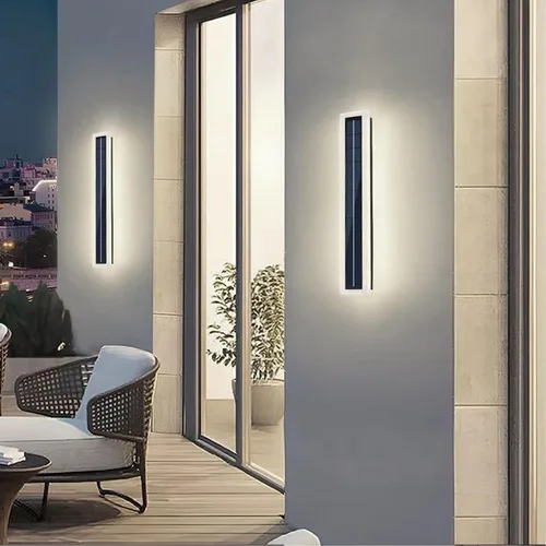 Miniatura 9 de Luces solares de pared LED impermeables para exteriores, 15.7 in de largo, pantalla de acrílico montada del atardecer al amanecer, 8 W, lámpara