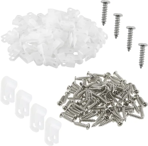 R-Type Clip DGZZI - 100 abrazaderas de cable de montaje estilo P de 1/4 pulgadas, clips de sujeción de cable tipo R de nailon blanco con 100