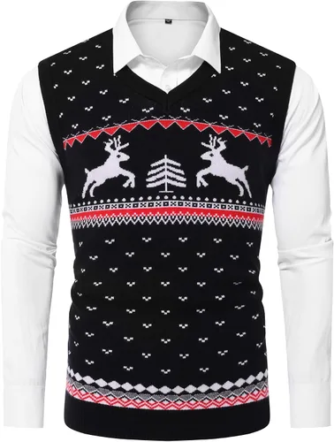 Miniatura 22 de Amussiar Suéter casual para hombre, chaleco con cuello en V, ajustado, sin mangas, suéter de punto