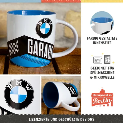Miniatura 3 de Nostalgic-Art Taza de café retro, 11.2 oz, producto oficial (OLP), BMW – Garaje – Idea de regalo para los fanáticos de los accesorios de coche, taza