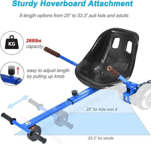 Miniatura 3 de No se requieren correas de fijación de asiento para aeropatineta, accesorio de Go Kart con mecanismo de bloqueo, carrito de 265 libras de 26 a 34.5