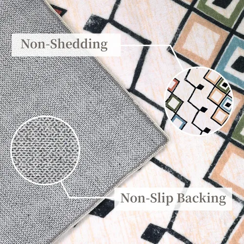 Miniatura 2 de FairOnly Alfombra bohemia abstracta de 2 x 3, para interiores y exteriores, antideslizante, lavable, alfombra pequeña para cocina, dormitorio, baño
