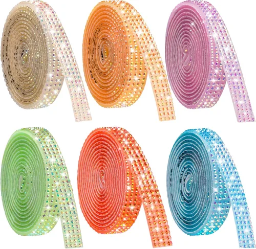 Miniatura 11 de NiArt Cinta autoadhesiva de diamantes de imitación de cristal, 12 rollos de 0.35 in de ancho, total de 12 yardas, multifuncional, DIY decorativa, 12