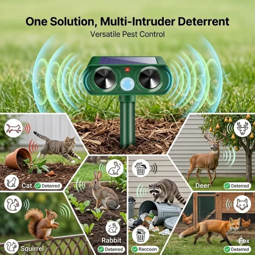 Miniatura 2 de Sonic Fortress Pro - Repelente de ciervos 2026 para gatos con sensor de movimiento, repelente solar ultrasónico de animales con sensor