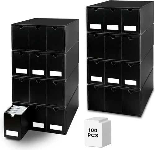Miniatura 9 de Caja de almacenamiento de tarjetas de intercambio Fageverld, caja de tarjetas de cartón para coleccionistas con 50 divisores para colección de Negro