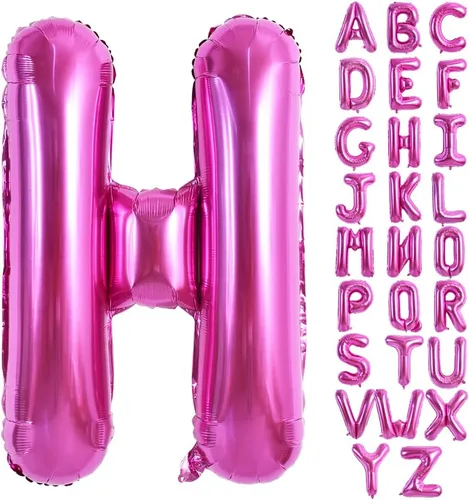Miniatura 24 de TONIFUL Globos grandes de 40 pulgadas de color rojo rosa con letras B, globos gigantes de letras del alfabeto, globos grandes de Mylar