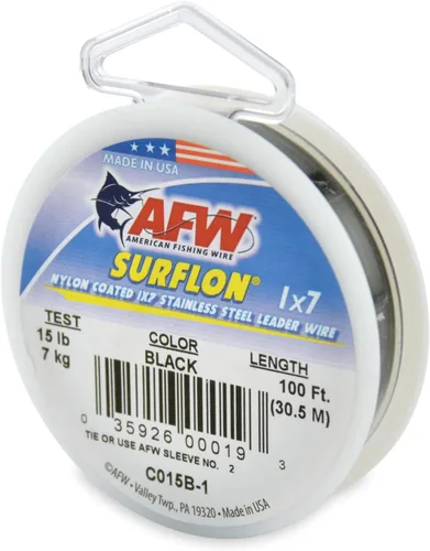 Miniatura 58 de Alambre de pesca americano Surflon recubierto de nailon 1x7 de acero inoxidable, línea líder de pesca para agua salada, prueba de 10 libras - prueba