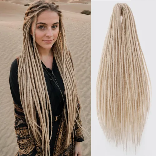 Miniatura 19 de 20 hebras de 24 pulgadas, extensiones de rastas color burdeos, rastas de cabello de ganchillo para mujer, hechas a mano, suaves, trenzas de cabello