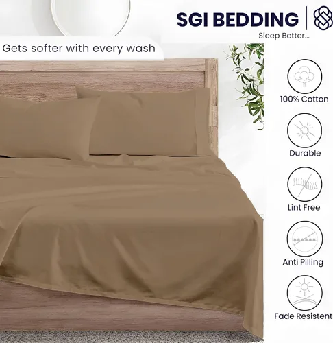 Miniatura 4 de SGI Bedding - Juego de sábanas de 600 hilos, 4 piezas, 100% de algodón egipcio, tamaño completo, juego de sábanas con bolsillo profundo de 38 cm