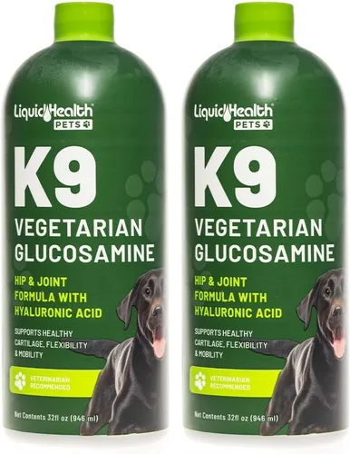 LIQUIDHEALTH Pets K9 - Jugo de glucosamina líquido vegetariano para todos los perros, caninos con condroitina, MSM, Omega 3, antioxidantes, ácido