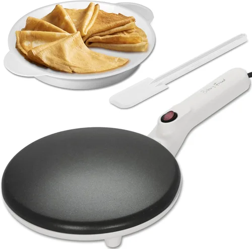 Baker's Friend Crepera Instantánea con Mango, Máquina Eléctrica para Hacer Crepas, Crepera Eléctrica, Superficie de Cocción Antiadherente de 8