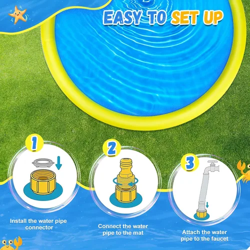 Miniatura 3 de Rociador antideslizante extra grande de 107 pulgadas para niños y perros, piscina para perros para niños, juguetes para exteriores para niños de 3 a