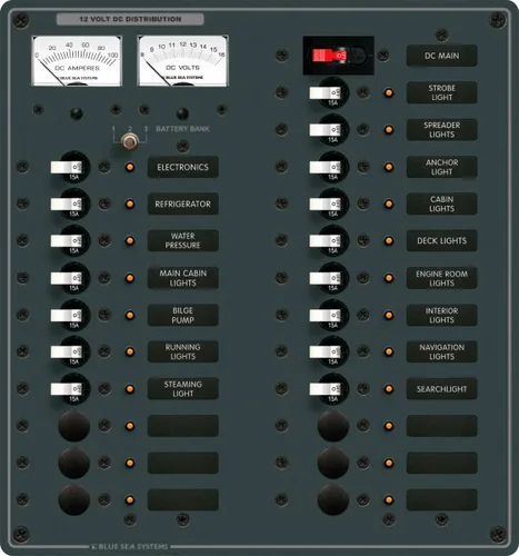 Blue Sea Systems 8380 DC principal + 22 posiciones, palanca blanca