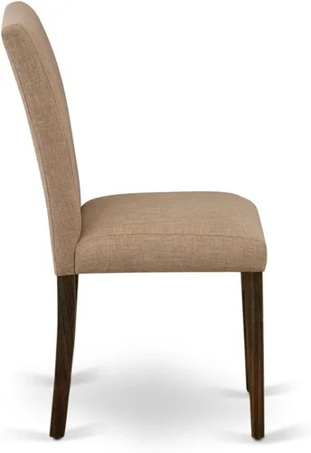 Miniatura 6 de East West Furniture ABP7T47 Abbott Parson Sillas de cocina – Sillas de comedor acolchadas de tela de lino color sable ligero, juego de 2, jacobeo
