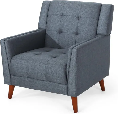Miniatura 5 de Christopher Knight Home Evelyn Mid Century - Sillón de tela moderna, color gris oscuro, nogal