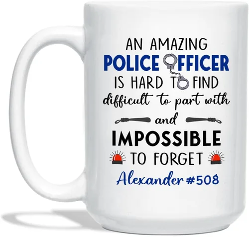 Miniatura 10 de Taza de café personalizada con nombre de oficial de policía en progreso, con nombre de oficial de policía estudiantil, taza de cerámica blanca